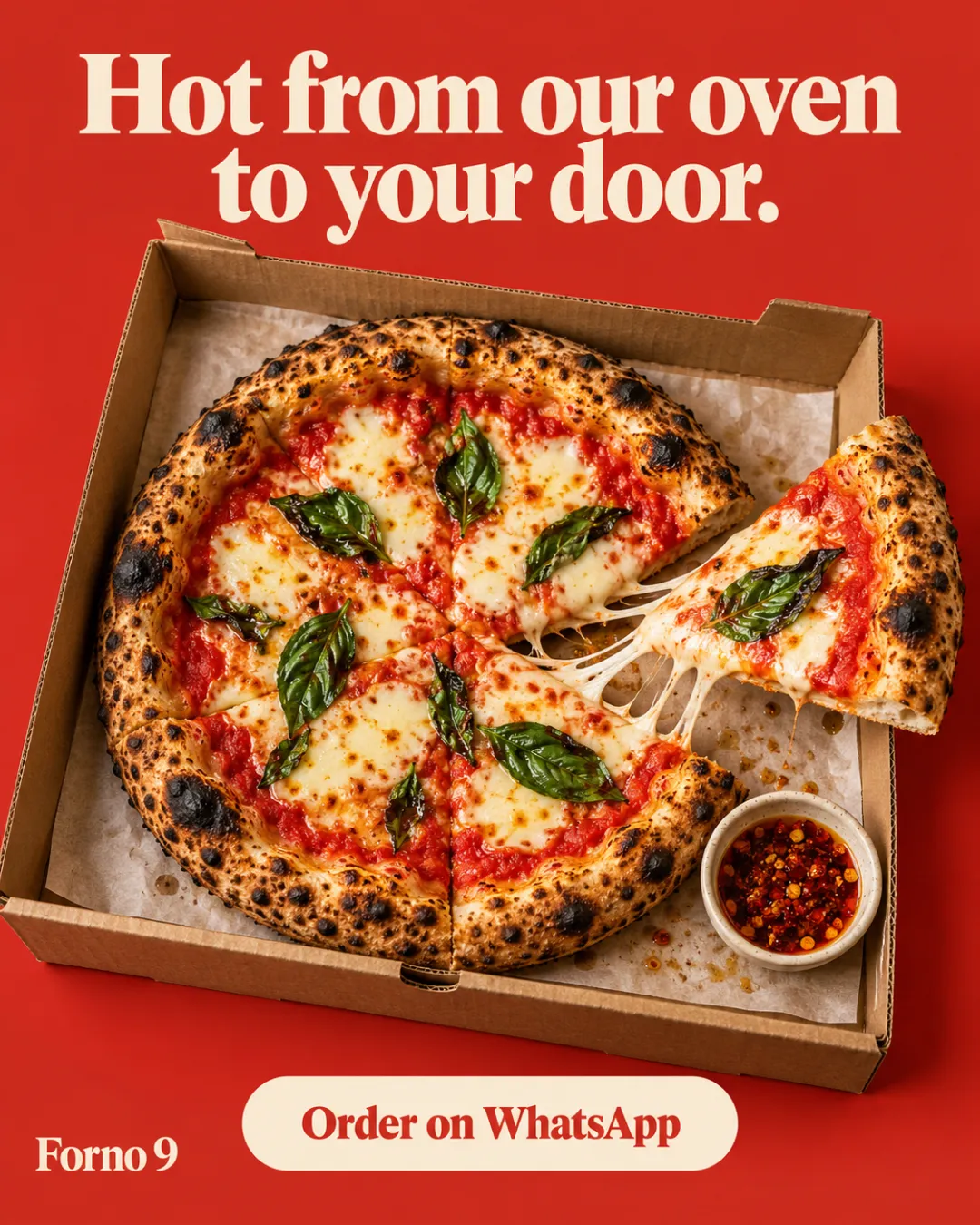 Pizza to your door, ordered on WhatsApp