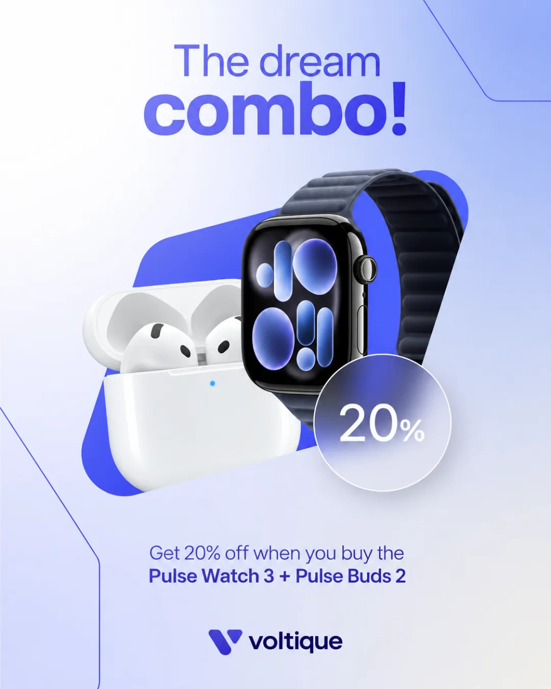 Watch and earbuds combo, 20% off