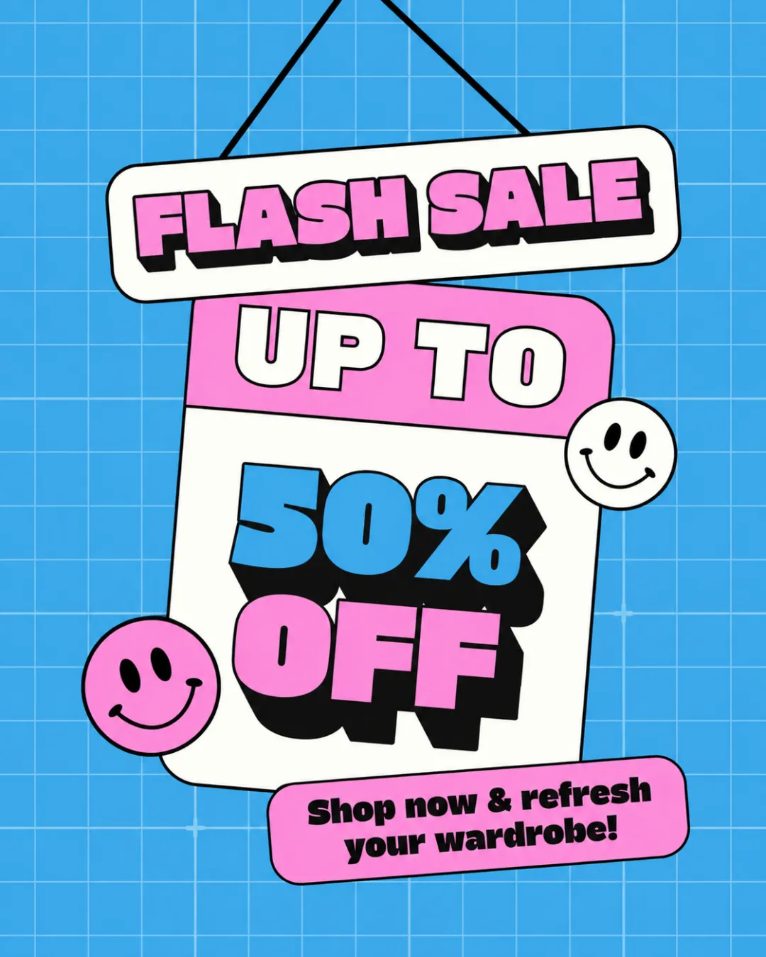 Flash sale, up to 50% off