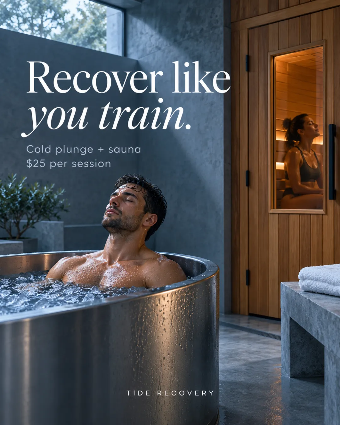 Cold plunge and sauna, $25 a session