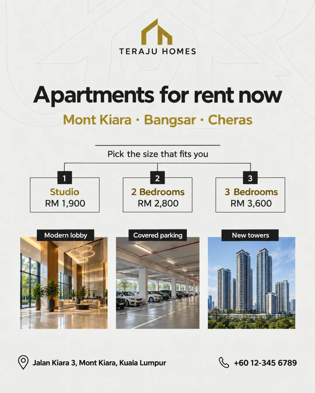 Kuala Lumpur rentals from RM 1,900