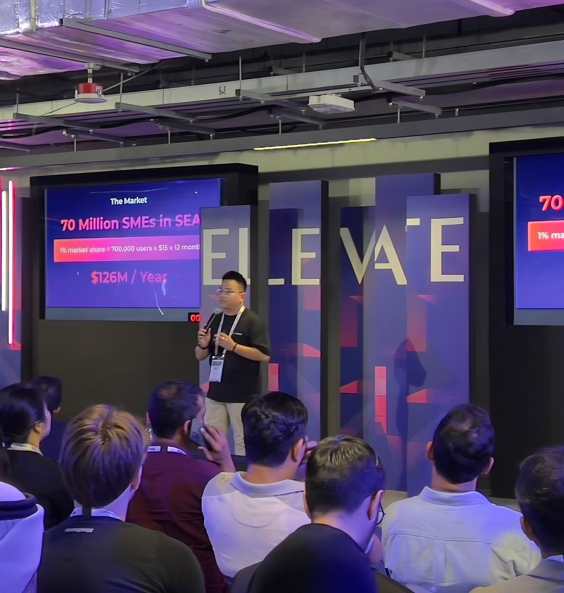 OmniNexus presenting to SMEs on stage